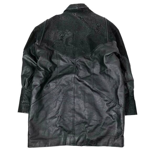 VINTAGE 100% Leather Jacket Paisley Suede Western Cowboy Coat Jacket Mens Medium - Picture 7 of 8